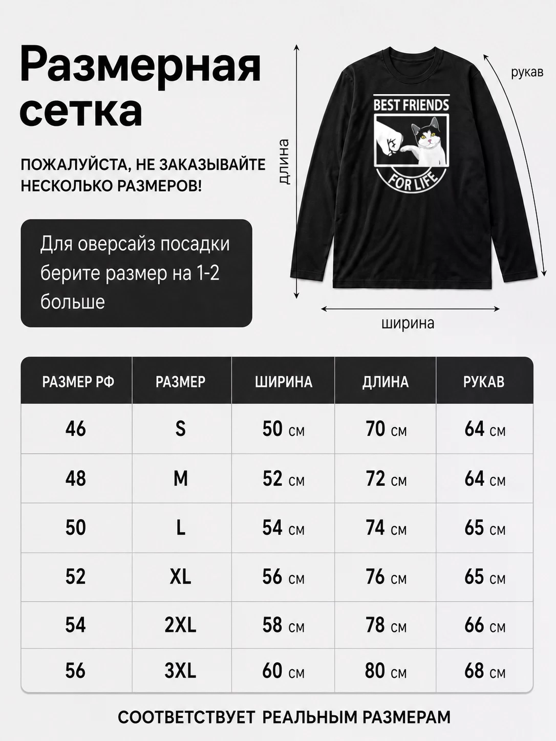 Детали: Лонгслив Лучшие друзья, котик и я