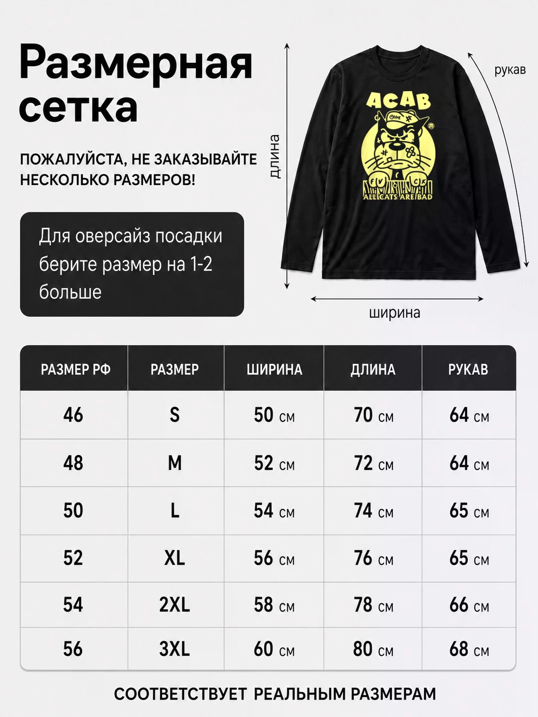 Детали: Лонгслив ACAB, Все коты плохие мальчики