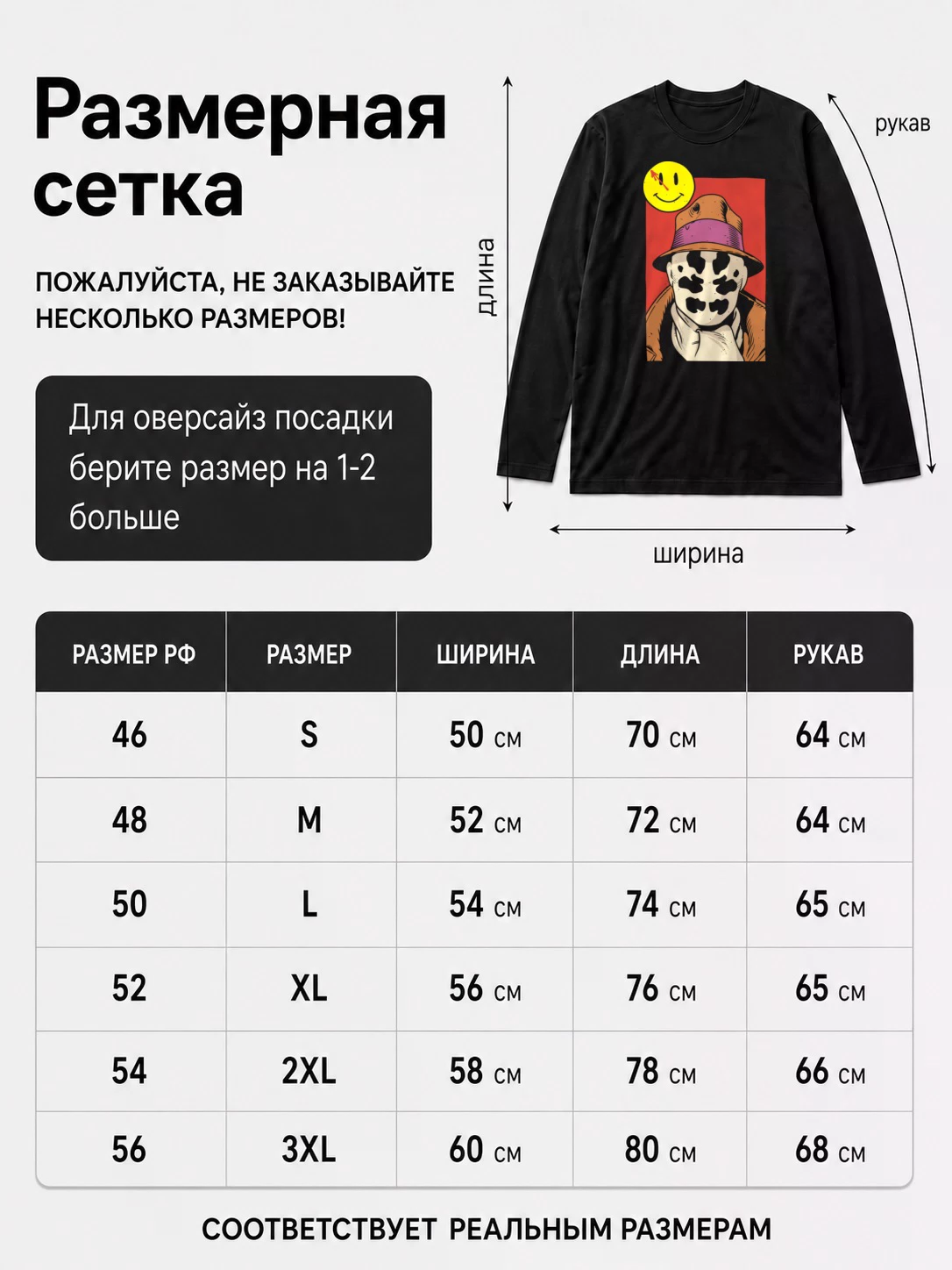 Детали: Лонгслив Роршах, комикс