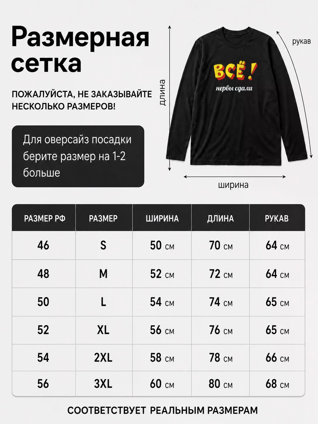Детали: Лонгслив Все, нервы сдали